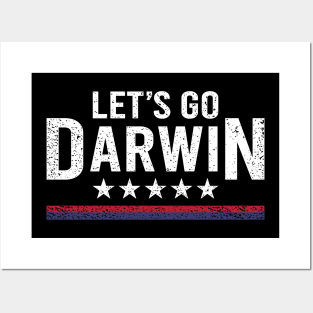 Lets Go Darwin US Flag Vintage - Darwin Day Posters and Art